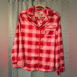 Beach Riot Satin Plaid Pajama Set | Red & Pink Check | Size M | NWT